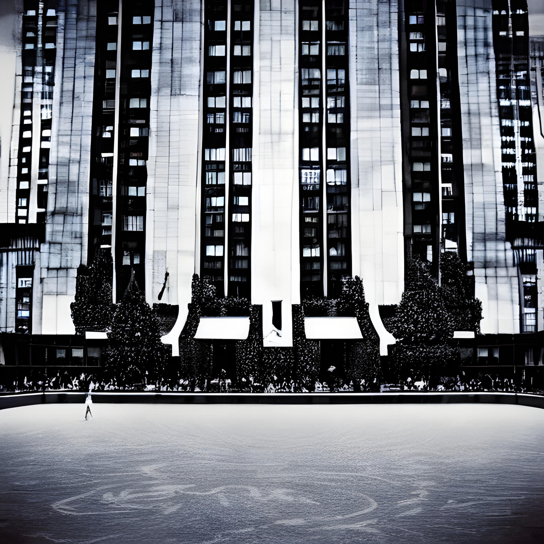 The Rockefeller Center Skating Rink. Fine Art Print. SN NYC Collection. Winter Urbanism, Skating Rink Abstraction, Contemporary NYC Digital Art.
