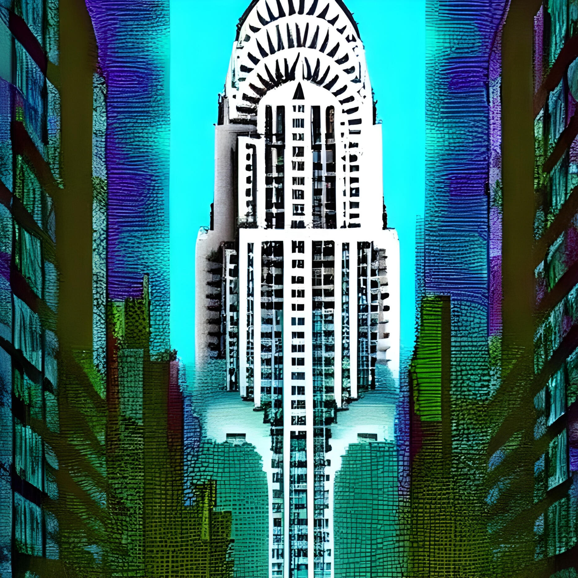 An Altered Reality of The Chrysler Building. Fine Art Print. SN NYC Collection. Art Deco Surrealism, NYC Landmark Art, Architectural Transformation.
