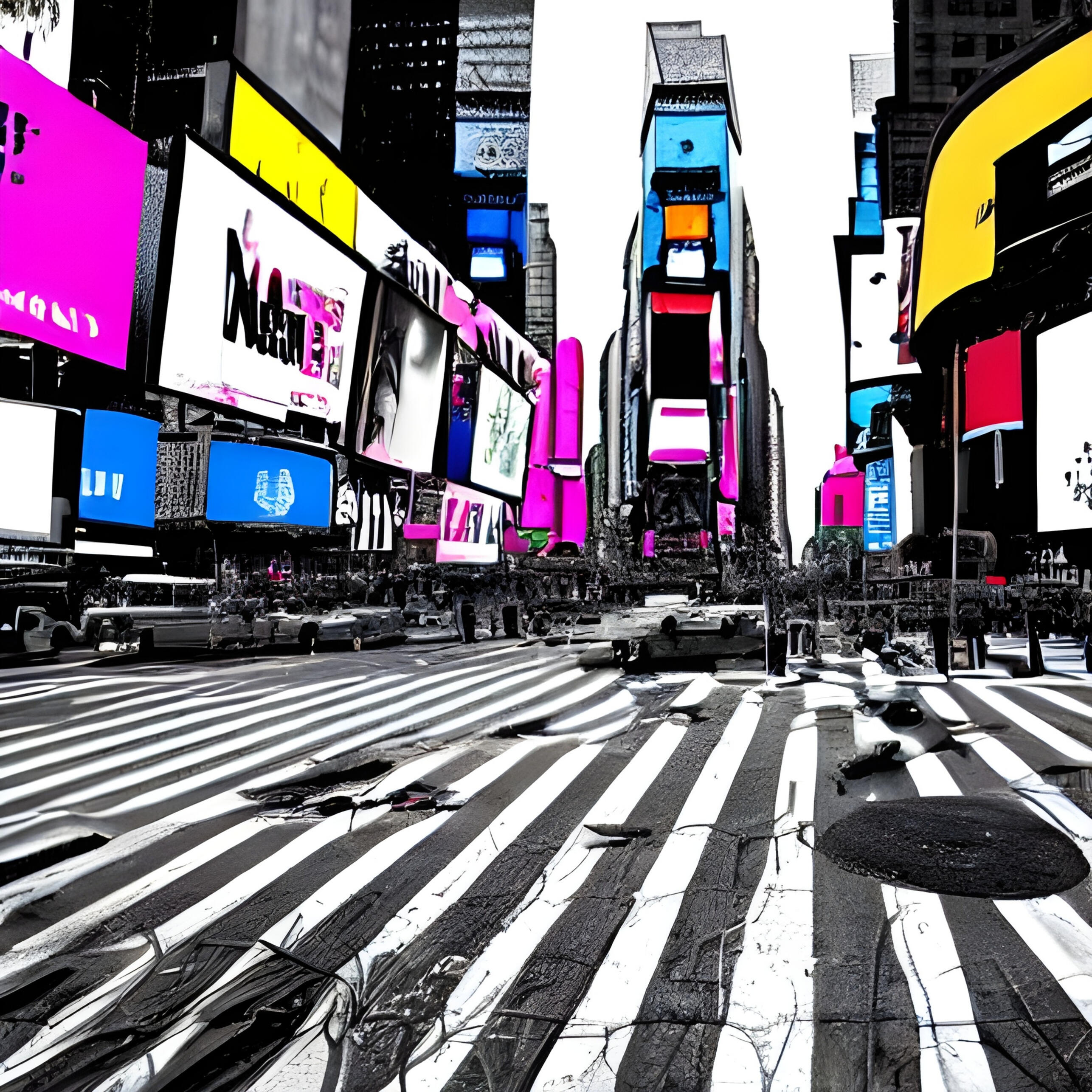 Times Square With Abnormality Effect. Fine Art Print. SN NYC Collection. Urban Glitch Art, Times Square Abstraction, Generative Surrealism.