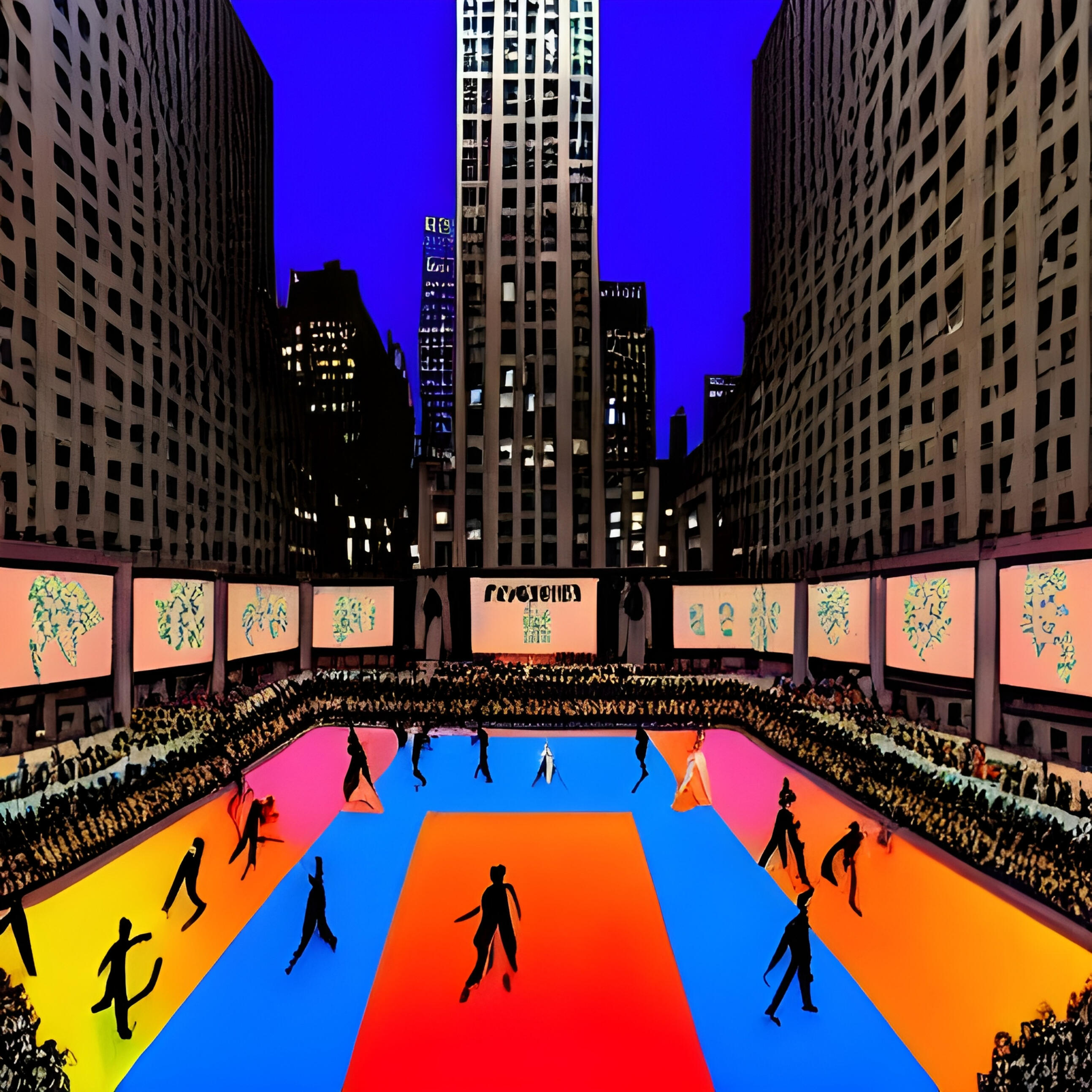 Playing Hockey on Rockefeller Center. Fine Art Print. SN NYC Collection. Surreal Winter Scenes, Rockefeller Center Hockey Art, Digital Reimagining.